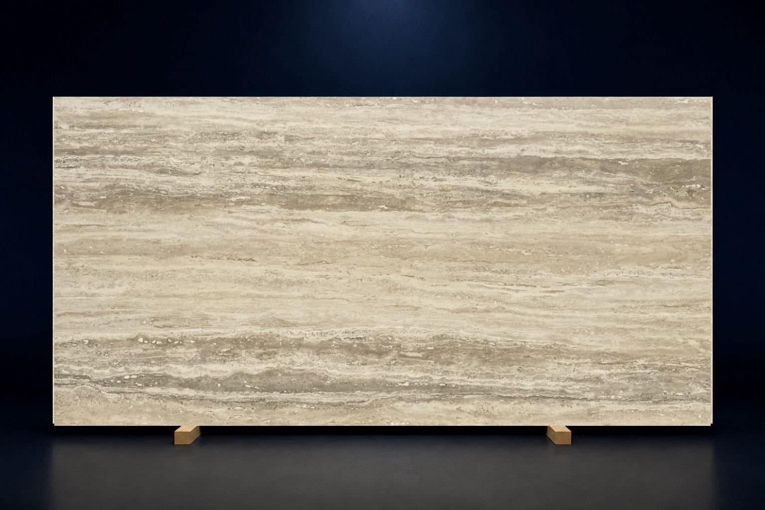 Natural stone slab with dramatic veining, studio lit