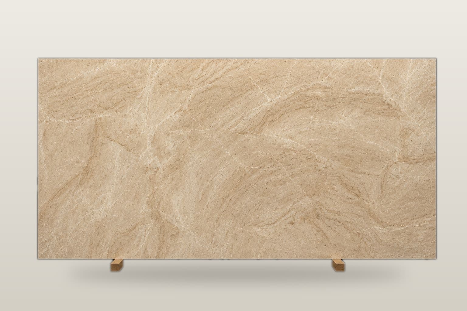 Sintered stone slab, deep beige with dramatic veining