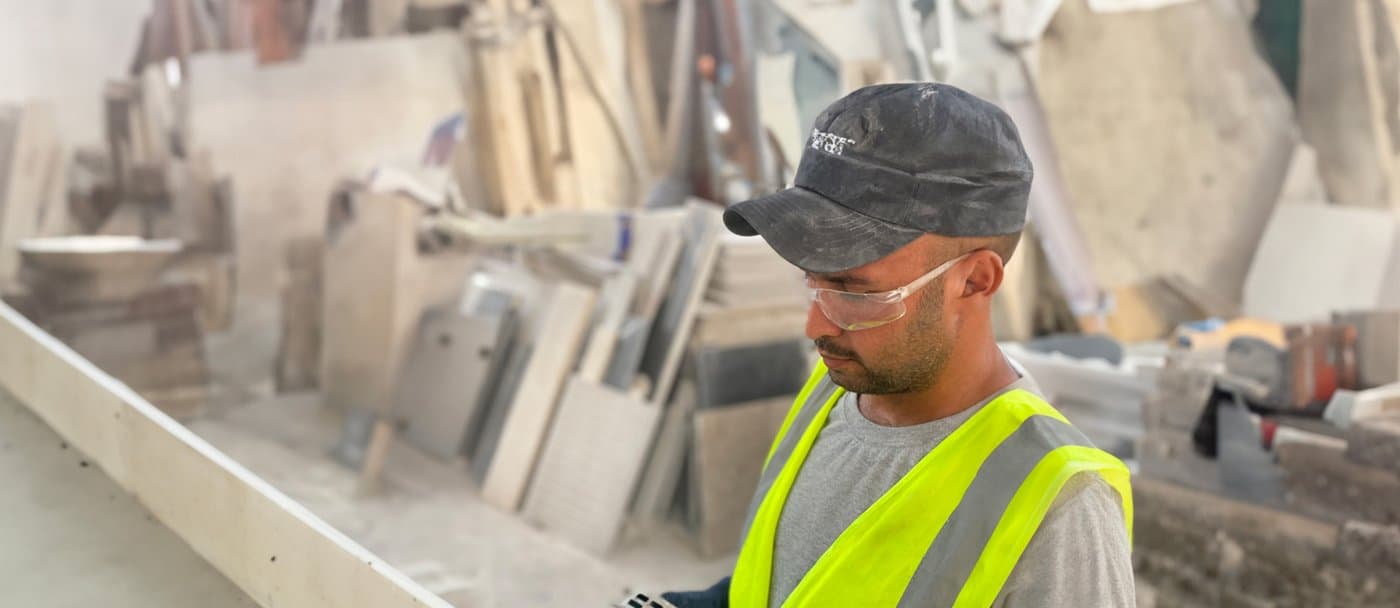 Fabrication of a marble slab in the Jabal Al-Sheikh workshop