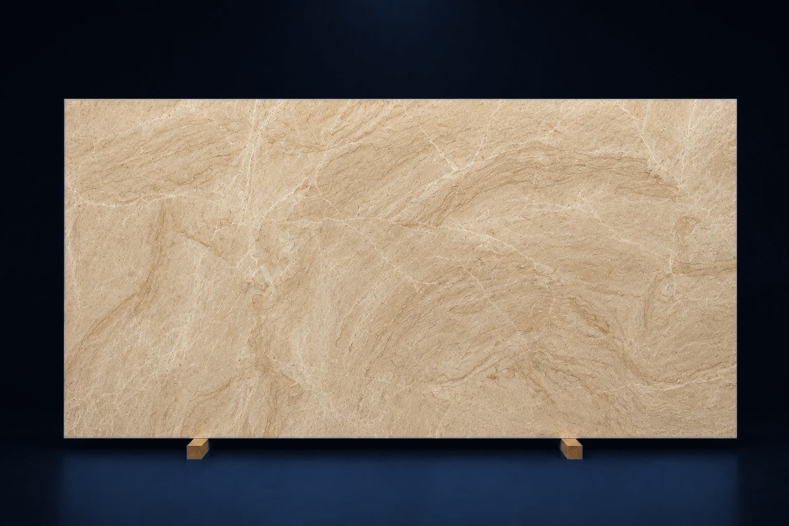 Sintered stone slab with dramatic natural veining, studio lit