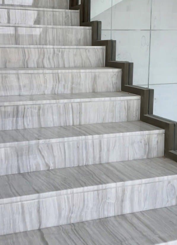 Marble stair treads, fabricated and installed